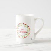 Multicolored Christmas Wreath ボーンチャイナマグカップ (右)