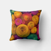 Multicolored concentric circles abstract texture クッション (裏面)