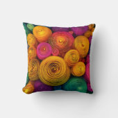 Multicolored concentric circles abstract texture クッション (正面)