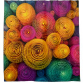 Multicolored concentric circles abstract texture シャワーカーテン (正面)