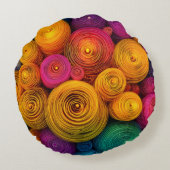 Multicolored concentric circles abstract texture ラウンドクッション (裏面)