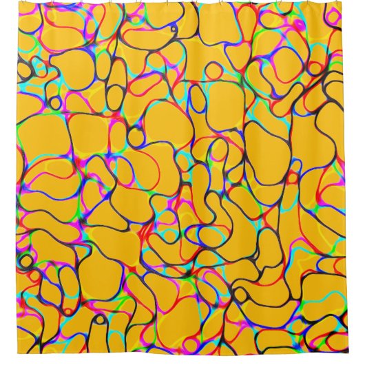 Multicolored Curvy Line Pattern シャワーカーテン (正面)