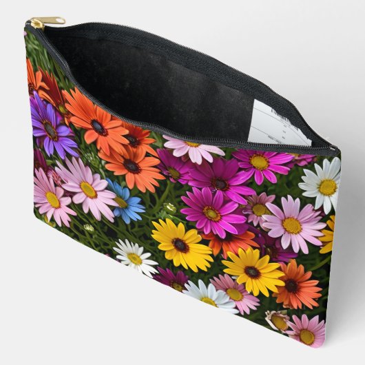 Multicolored Daisy Flowers Pouch アクセサリーポーチ (見開き)