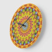 Multicolored decorative mandala ラージ壁時計 (傾斜)