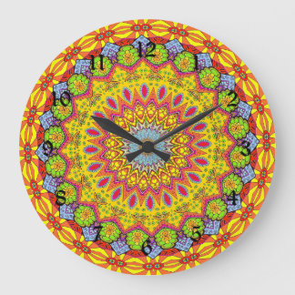 Multicolored decorative mandala ラージ壁時計