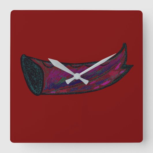 Multicolored Fishtail Square Wall Clock スクエア壁時計 (正面)