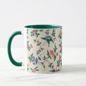 Multicolored flower pattern green trim, マグカップ (左)