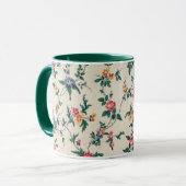 Multicolored flower pattern green trim, マグカップ (正面左)