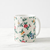 Multicolored flower pattern on white コーヒーマグカップ (正面右)