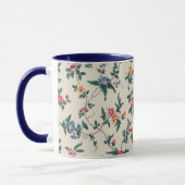Multicolored flower pattern with navy trim, マグカップ (左)