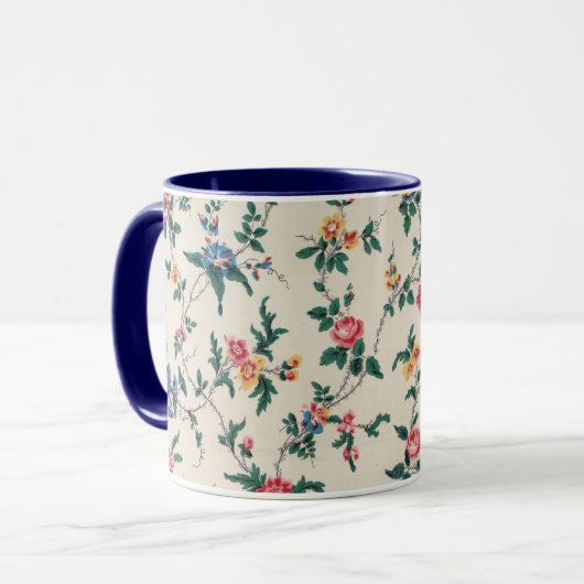 Multicolored flower pattern with navy trim, マグカップ (正面左)