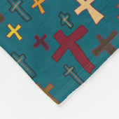 Multicolored Hand Drawn Christian Crosses Pattern フリースブランケット (角)