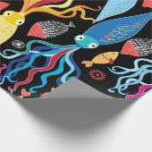 Multicolored pattern of different squid and fish o ラッピングペーパー (角)