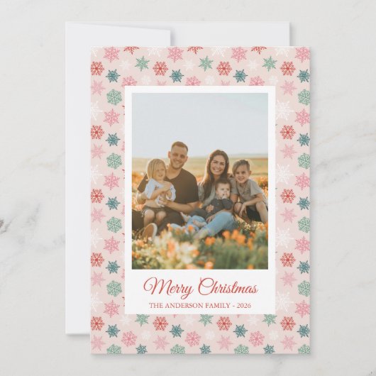 Multicolored snowflake pattern – winter christmas シーズンカード (正面)