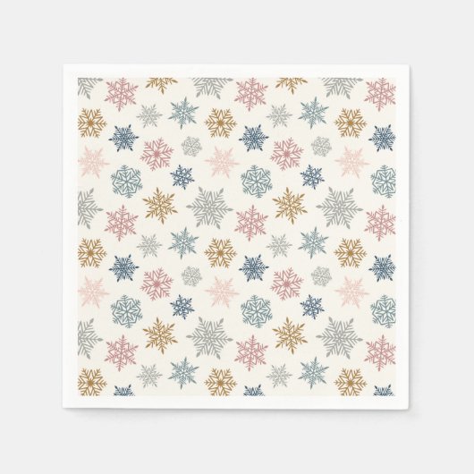 Multicolored snowflake pattern – winter christmas スタンダードカクテルナプキン (正面)