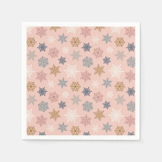 Multicolored snowflake pattern – winter christmas スタンダードカクテルナプキン (正面)