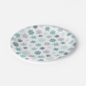 Multicolored snowflake pattern – winter christmas ペーパープレート (アングル)