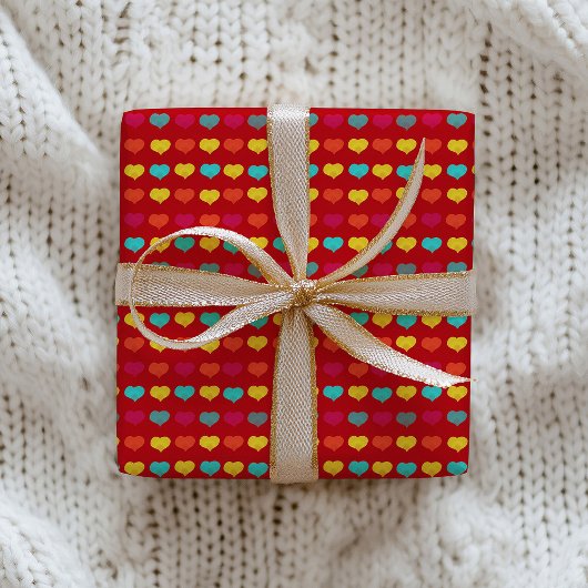 Multicolored stylish hand-drawn heart shapes ラッピングペーパー