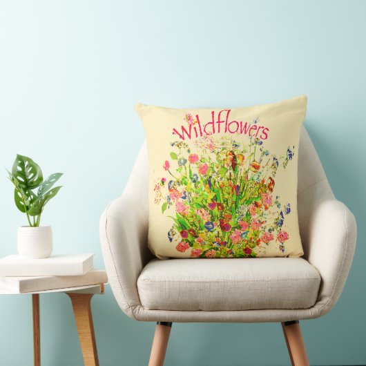 Multicolored Wildflowers Text クッション (椅子)