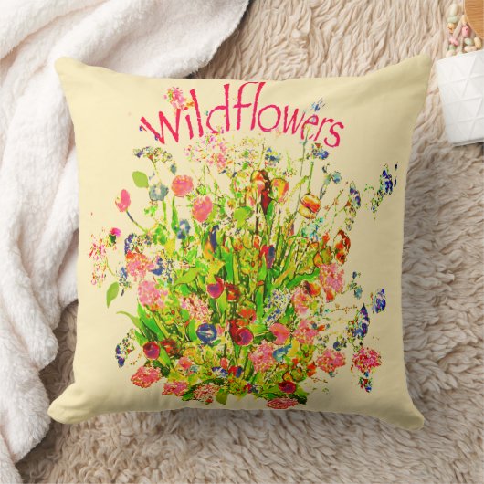Multicolored Wildflowers Text クッション (ブランケット)