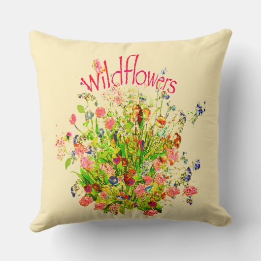 Multicolored Wildflowers Text クッション (裏面)