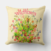 Multicolored Wildflowers Text クッション (正面)