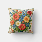 Multicolour Retro Style Floral Throw Pillow クッション (正面)