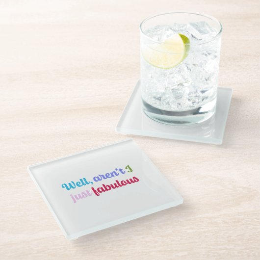 Multicoloured Cool Font and Sassy Saying ガラスコースター (アングル)