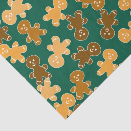 Multicultural Gingerbread Man Pattern on Green 薄葉紙 (詳細)