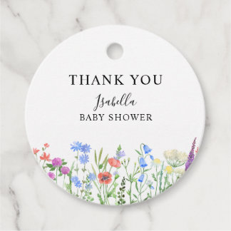 Multihued Wildflower Baby Shower Celebration フェイバータグ