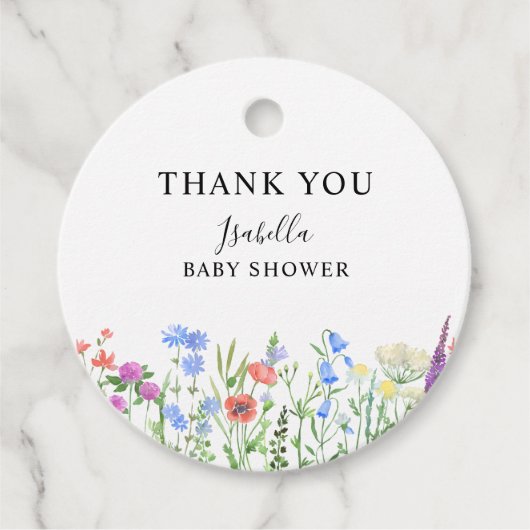 Multihued Wildflower Baby Shower Celebration フェイバータグ (正面)