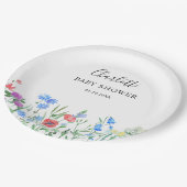 Multihued Wildflower Baby Shower Celebration ペーパープレート (アングル)