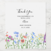 Multihued Wildflower Baby Shower Celebration ワインラベル (シングルラベル)