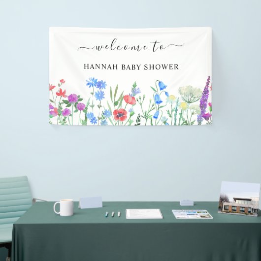 Multihued Wildflower Baby Shower Celebration 横断幕 (トレードショー)