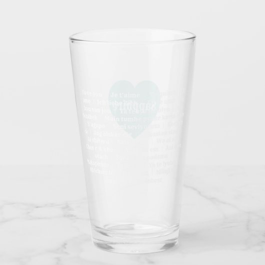 Multilingual Love Tumbler Mint Blue Custom Design タンブラーグラス (正面)