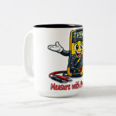 Multimeter Cartoon Mascot Measure With Precision M ツートーンマグカップ (正面左)