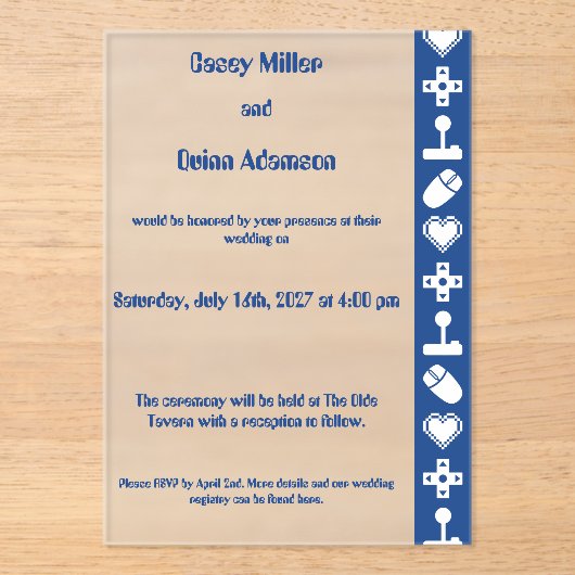 Multiplayer Mode in Blue Acrylic Wedding  アクリル招待状 (正面)