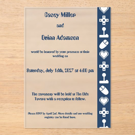 Multiplayer Mode in Navy Acrylic Wedding  アクリル招待状 (正面)