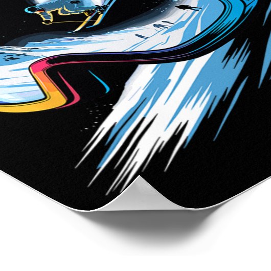 Multiple Exposure Art Skiing Mountain Ski Snow Win ポスター (角)