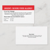 Multiple Food Allergy Alert 名刺 (正面/裏面)