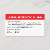 Multiple Food Allergy Alert 名刺 (正面)