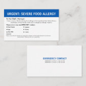 Multiple Food Allergy Alert 名刺 (正面/裏面)