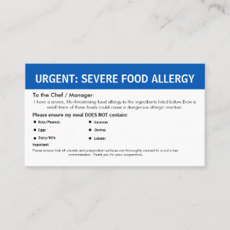 Multiple Food Allergy Alert 名刺