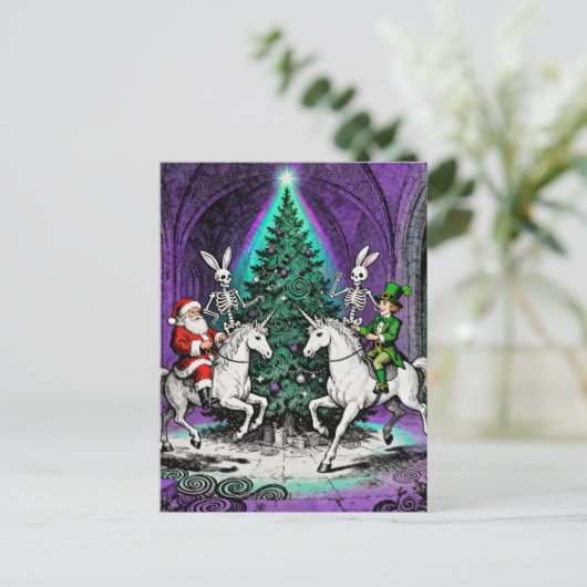 Multiple Holidays Spooky Party with Unicorns ポストカード (スタンド正面)