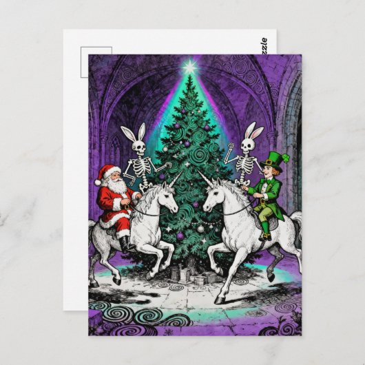 Multiple Holidays Spooky Party with Unicorns ポストカード (正面/裏面)