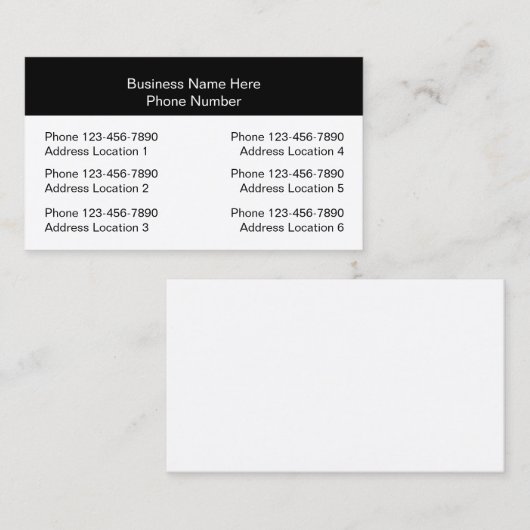Multiple Location Business Cards Design Layout 名刺 (正面/裏面)
