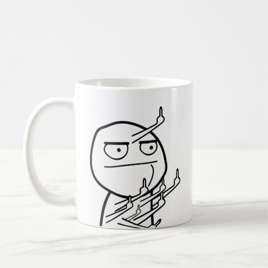 Multiple Middle Fingers Rage Face Meme Mug コーヒーマグカップ (左)