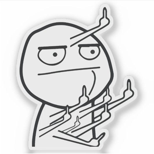 Multiple Middle Fingers Rage Face Meme Mug シール (正面)