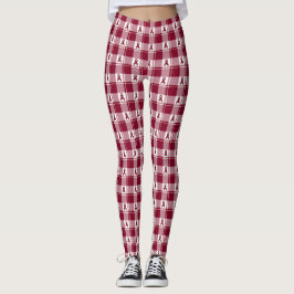 Multiple Myeloma Cancer Awareness Burgundy Plaid レギンス