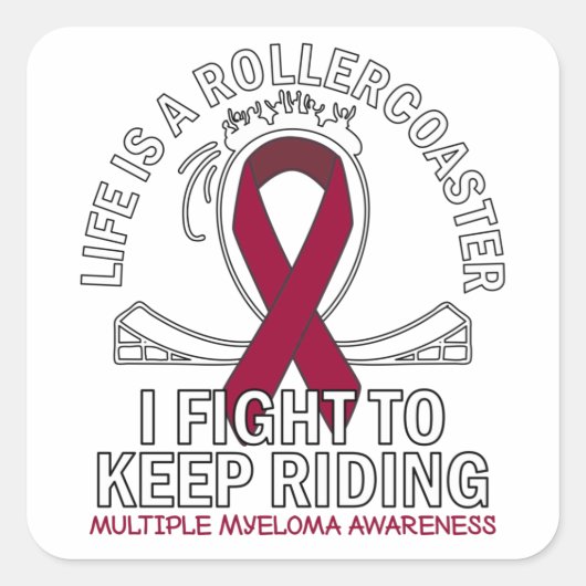Multiple Myeloma cancer awareness burgundy ribbon スクエアシール (正面)